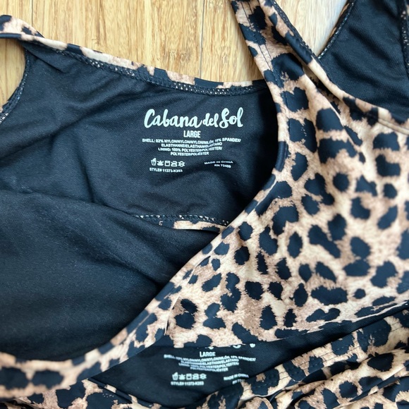 Cabana del sol women’s cheetah/leopard high waisted tie front bikini size Large - Picture 4 of 5
